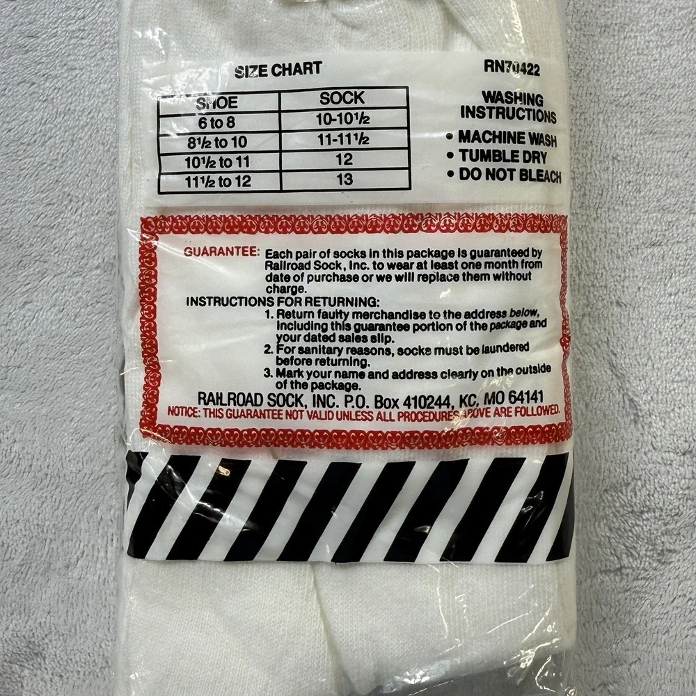 Vintage NOS Railroad Sock 3 Pair Work Socks USA Made Cotton Size 11-11.5